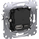 Merten USB-Ladeeinsatz Typ A und C mit Power-Delivery-Technologie MEG4366-0120, Ladegerät Retail