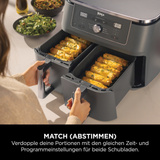 Ninja MAX 6-in-1 Dual Zone Heißluftfritteuse DZ400EU  grau, 2.470 Watt, 2 Körbe je 4,75 Liter
