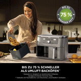 Ninja MAX 6-in-1 Dual Zone Heißluftfritteuse DZ400EU  grau, 2.470 Watt, 2 Körbe je 4,75 Liter