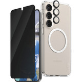 PanzerGlass Flagship 3-in-1 Privacy Set transparent/weiß, Samsung Galaxy S25+, QI-kompatibel, EasyAligner