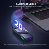 UGREEN CM777 M.2 NVMe/SATA SSD , Laufwerksgehäuse schwarz, 20 Gbps, 8 TB