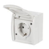 Busch-Jaeger Schutzkontakt-Steckdose CEE 7/3 Typ F mit Klappdeckel, 16 Ampere, 250 Volt, Aufputz weiß, Retail