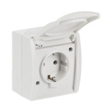 Busch-Jaeger Schutzkontakt-Steckdose CEE 7/3 Typ F mit Klappdeckel, 16 Ampere, 250 Volt, Aufputz weiß, Retail