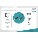 Digitus USB 2.0 Anschlusskabel USB-A (Stecker) > USB-B (Stecker) schwarz, 1 Meter