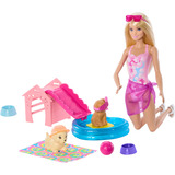 Mattel Barbie Hündchen Pool Party - Aloha Blonde, Puppe 
