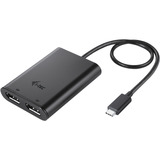 i-tec Video Adapter USB-C > Dual DisplayPort 4K / 60Hz (single 8K / 30Hz) schwarz, 30cm Kabel