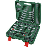 Bosch Heimwerken & Garten Werkzeug Set, 134-teilig, Werkzeug-Set grün, mit Werkzeugkoffer