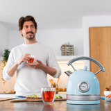 Cecotec Thermosense 420 Vintage Light Blue, Wasserkocher hellblau/edelstahl, 2.200 Watt, 1,8 Liter