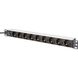 Digitus Steckdosenleiste 19" PDU mit Aluminiumprofil, 9-fach, Vorsicherung schwarz/aluminium, 2 Meter Kabel, 1 HE, 10A, Kaltgerätestecker C14