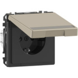 Merten Schutzkontaktsteckdose mit Klappdeckel nickel, Retail