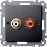 Merten Steckdose mit zwei Chinch-Steckbuchsen für Audio Anschluss anthrazit, Retail