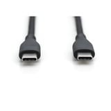 Digitus USB 2.0 Silikon-Anschlusskabel USB-C > USB-C schwarz, 2 Meter, PD, Laden mit bis zu 60 Watt
