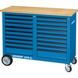 GEDORE Rollwerkbank extra breit, 2x 9 Schubladen, Werkzeugwagen blau, Tragkraft 1.000 kg