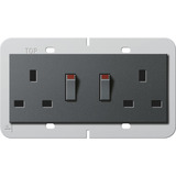 Gira Doppelsteckdose British Standard 13 Ampere geschaltet mit Shutter anthrazit, Retail