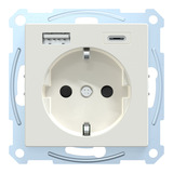 Merten Schutzkontakt-Steckdose Typ F mit USB Ladegerät und Schraubbefestigung MEG2367-0319 weiß (glänzend), Retail