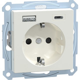 Merten Schutzkontakt-Steckdose Typ F mit USB Ladegerät und Schraubbefestigung MEG2367-0319 weiß (glänzend), Retail