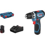 Bosch Akku-Bohrschrauber GSR 12V-15 FC Professional, 12Volt blau/schwarz, 2x Li-Ionen Akku 2,0Ah, in L-BOXX