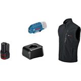 Bosch Professional Heat+Jacket GHV 12+18V Kit Größe L, Arbeitskleidung schwarz, inkl. Ladegerät GAL 12V-20 Professional, 1x Akku GBA 12V 2.0Ah