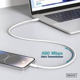 Digitus USB 2.0 Silikon-Anschlusskabel USB-C > USB-C weiß, 0,5 Meter, PD, Laden mit bis zu 60 Watt