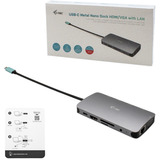 i-tec USB-C Metal Nano 4K Docking Station, Dockingstation grau, HDMI, VGA, LAN, Power Delivery, mit Ladegerät