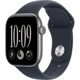 Apple Watch Series 12, Smartwatch grau, Aluminium, 42 mm, Sportarmband Navyblau M/L, Cellular