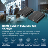 Digitus HDMI KVM IP Extender Set, KVM-Switch schwarz, 4K/60Hz