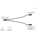 i-tec USB-C Kabel Splitter Audio/Daten, Adapter schwarz, Power Delivery 100W