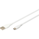 Digitus USB 2.0 Silikon-Anschlusskabel USB-A > USB-C weiß, 2 Meter, PD, Laden mit bis zu 60 Watt