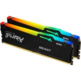 Kingston FURY DIMM 64 GB DDR5-6000 (2x 32 GB) Dual-Kit, Arbeitsspeicher schwarz, KF560C36BBEAK2-64, FURY Beast RGB, AMD EXPO