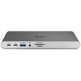 Lindy DST-Pro 5K XT, Dockingstation silber, 5K DP, HDMI, PD 3.0 100W, USB 3.2 Gen 1, Gigabit, SD, MicroSD, Audio