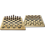 Noris Deluxe Holz - Schach & Dame, Brettspiel 