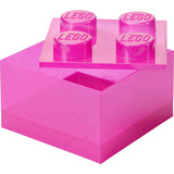 Room Copenhagen LEGO Storage Brick 4 Top Lid Glitter , Aufbewahrungsbox pink/transparent