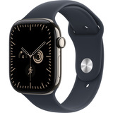 Apple Watch Series 12, Smartwatch Titan Natur, 46 mm, Sportarmband Navyblau S/M, Cellular