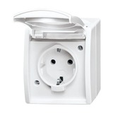 Busch-Jaeger Schutzkontakt-Steckdose CEE 7/3 Typ F mit Klappdeckel, 16 Ampere, 250 Volt, Aufputz weiß, Retail