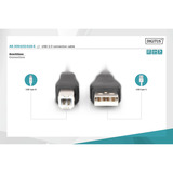 Digitus USB 2.0 Anschlusskabel USB-A (Stecker) > USB-B (Stecker) schwarz, 1,8 Meter