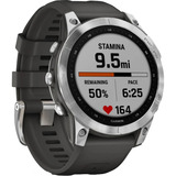 Garmin fēnix 7 - Standard Edition, Smartwatch silber, 47 mm, graphitfarbenes Armband aus Silikon