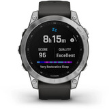 Garmin fēnix 7 - Standard Edition, Smartwatch silber, 47 mm, graphitfarbenes Armband aus Silikon