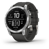 Garmin fēnix 7 - Standard Edition, Smartwatch silber, 47 mm, graphitfarbenes Armband aus Silikon