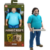 Mattel Minecraft Movie große Steve-Actionfigur, Spielfigur 30 cm große Sammelfigur