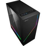 Sharkoon RGB FLOW Generalüberholt, Tower-Gehäuse schwarz, Seitenteil aus gehärtetem Glas