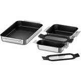 Siemens Pro Induction Flex Pfannen-Set HZ9FF040, 4-teilig edelstahl/schwarz, 1x groß, 1x medium, 2x klein mit Glasdeckel