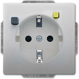 Busch-Jaeger Fehlerstromschutzschalter Einsatz Steckdose CEE 7/3 Typ F edelstahl, Retail