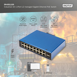 Digitus Industrieller 16+2-Port L2 managed Gigabit Ethernet PoE, Switch 