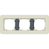 Gira Abdeckrahmen dreifach mit Trägerrahmen Soft-Touch Oberfläche, Abdeckung beige, Retail