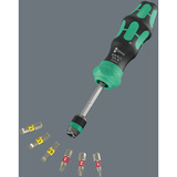 Wera Kraftform Kompakt 20 RA-R, Bit-Satz schwarz/grün, 6-teilig, 1/4", mit Ratschenfunktion und Rapidaptor Schnellwechselfutter