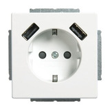 0 Schutzkontakt Steckdose mit 2 USB Anschlüssen weiß, Retail