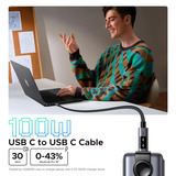 UGREEN Uno USB-C auf USB-C Kabel (100W) schwarz/grau, 0,5 Meter, PD 100 Watt, mit Display