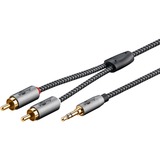 goobay Plus Audio Adapterkabel AUX 3,5mm Klinke > Stereo-Cinch Stecker schwarz/silber, 3 Meter
