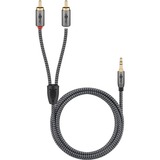 goobay Plus Audio Adapterkabel AUX 3,5mm Klinke > Stereo-Cinch Stecker schwarz/silber, 3 Meter