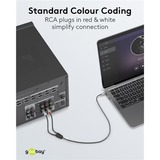 goobay Plus Audio Adapterkabel AUX 3,5mm Klinke > Stereo-Cinch Stecker schwarz/silber, 3 Meter